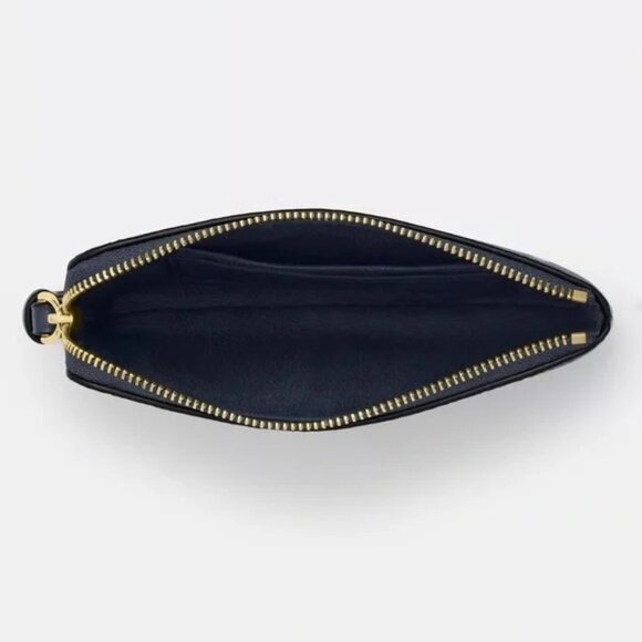 NWT - Corner Zip Wristlet In Signature Canvas W/ Cherry Print Color: Gold/Denim - Picture 4 of 6